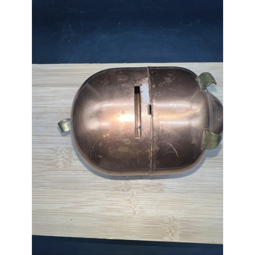 Vintage 1970s Coppercraft Guild Piggy Bank - Copper Brass Feet Pig Coin Bank 5